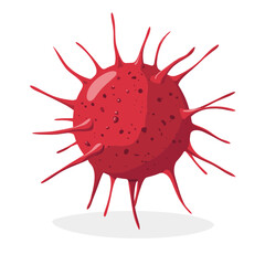 Red Spiky Virus Particle on White Background Illustrative Medical Concept