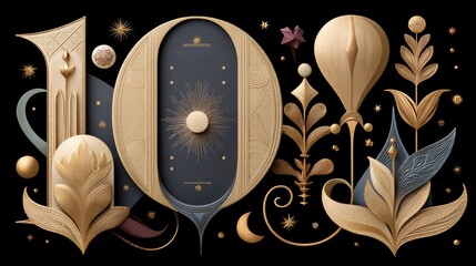 Anniversary logo 10th concept. Elegant golden anniversary logo design
