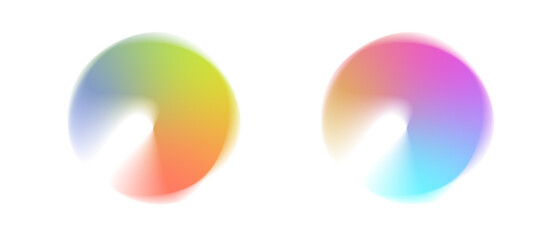 abstract colorful circle, Duo set of radial gradient circle elements in vivid rainbow tones, abstract modern swirl design for UI graphics, app elements, digital branding, print design, and motion visu