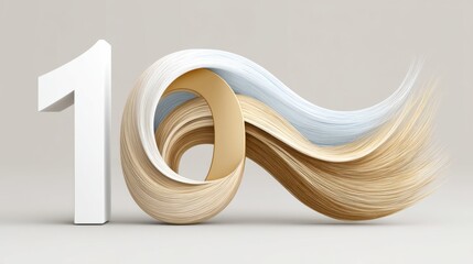 Anniversary logo 10th concept. Fluid Typographic Number 1 in a Minimalist Design