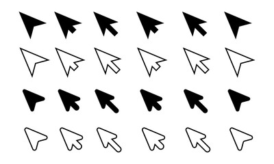 Computer mouse click cursor Gray arrow icons set . Cursor icon. Vector illustration. Mouse click cursor collection.