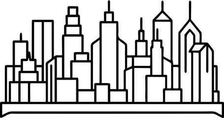 city skyline outline vector illustration line art
