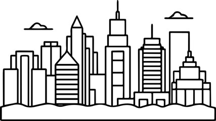 city skyline outline vector illustration line art