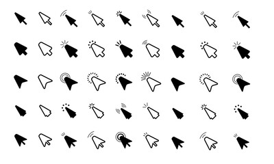 Computer mouse click cursor Gray arrow icons set . Cursor icon. Vector illustration. Mouse click cursor collection.