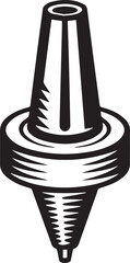 3D Print Nozzle Icon Silhouette Vector | Sharp Black Vector Art for Technical Illustration