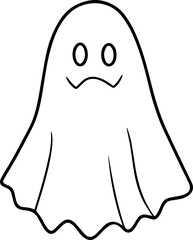 Halloween ghost outline vector line art