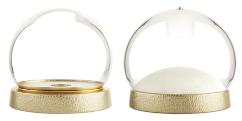 gold empty snow globe isolated on white background PNG