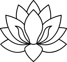 lotus outline vector illustration	line art