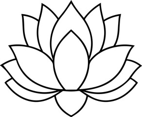 lotus outline vector illustration	line art
