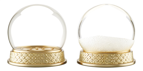 gold empty snow globe isolated on white background PNG