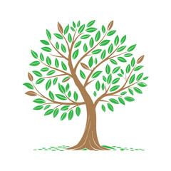 A stylized green tree logo with a full, round canopy.