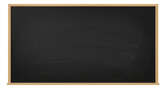 Empty black chalkboard with light-brown frame