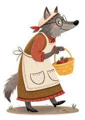 the wolf dressed as granny from Little Red Riding Hood, isolated png