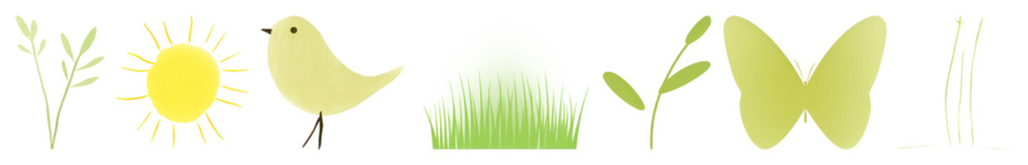 Obraz premium PNG Nature icons springtime collection, element set on transparent background