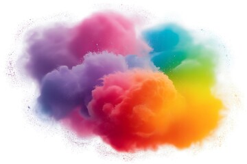 Fototapeta premium Abstract Rainbow Colored Smoke Cloud with Dust Particles on a White Background