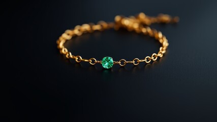 Contemporary Gold Chain Bracelet with Emerald