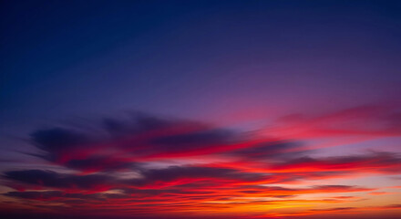 Abstract sunset with a gradient of red and blue, showcasing clouds against a colorful sky, ideal for web design, Generative AI.