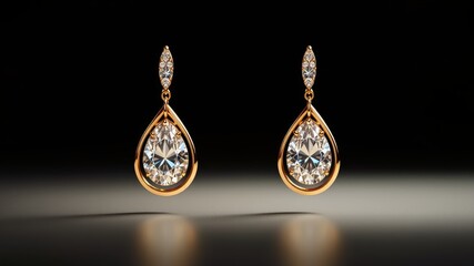 Luxurious Gold Diamond Earrings - Studio Shot