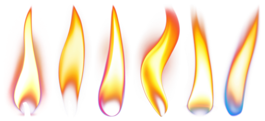 PNG Vibrant abstract flame illustrations, element set on transparent background