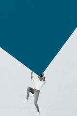 Vertical poster art collage of happy girl guy dance weekend party chill entertainment success...