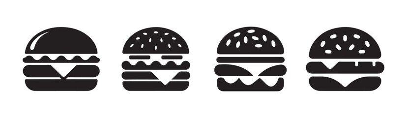 Simple burger silhouette icon. Fast food burger vector illustration eps 10