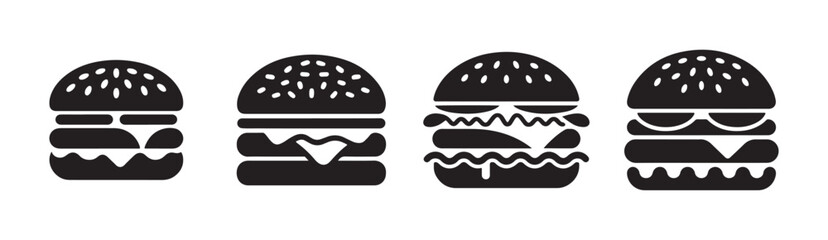 Simple burger silhouette icon. Fast food burger vector illustration eps 10