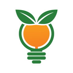 Organic Energy Eco Light Bulb with Leaf Icon Vector.