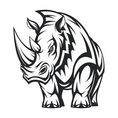 Obraz premium monochrome-rhino-mascot---strong--bold-lines--trib.eps