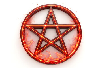 Burning Pentacle symbol in a circle. Fire animation pentagram symbol talisman pentacle esoteric pentagram. Pentacle red neon star amulet satanic pentagram amulet talisman. Esoteric white Background
