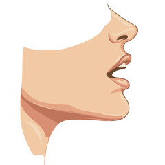 Digital Pixelated Illustration of a Woman's Face Profile with Soft Skin Tones and No Background for Graphic Art Designs