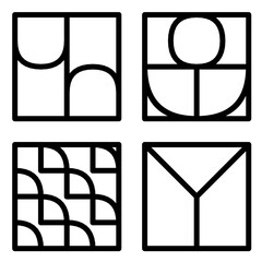 Geometric line art pattern set, perfect for tile design, fabric print, wall art, or digital decoration. 