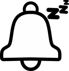 Bell silent sleep mode icon simple symbol. Outline style design.