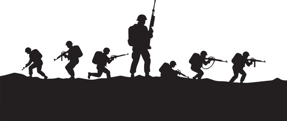 Army Soldier black silhouette design vector