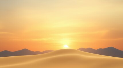 Fototapeta premium A stunning view of a serene landscape at sunset, showcasing gentle sand dunes and a soft, warm sky