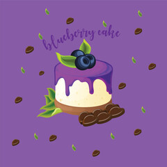 Cake with choсolate cream and fruit: blueberry and raspberry