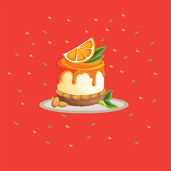 orange cakes isolated vector illustration
