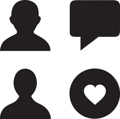 social media icon set silhouette vector 