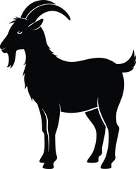 Goat silhouette vector illustration on transparent background.
