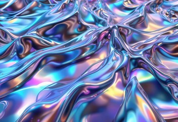 Obraz premium Shimmering waves of iridescent material create a mesmerizing pattern under light
