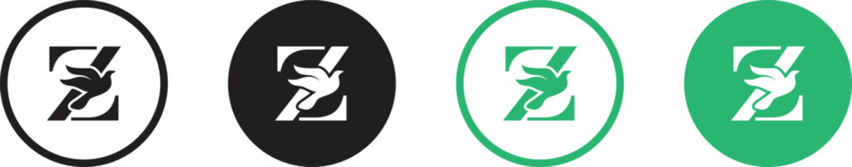 Bird Perch On Lettter Logo Design Z