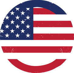 Flag USA set isolated icon. America holidays. 4 july banner in flat style. Veteran day and Memorial day vector illustration
