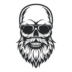 Bearded Skull with Sunglasses: Vector Illustration for T-Shirt Designs and Graphic Arts                                                               