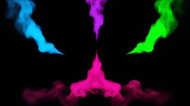 Feu color&eacute; vert, bleu, rose et violet sur fond noir, effets sp&eacute;ciaux pour intros vid&eacute;o et s&eacute;quences de fond