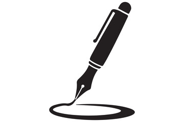 Black and white illustration of fountain pen writing
