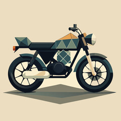 Motorcycle Retro Black Silhouette Low Poly Art Design