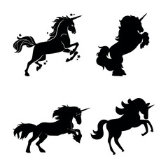 Silhouette of cat and dog on white background