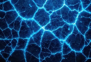 Bright blue abstract network pattern resembling cracked ice or glass in a dark background