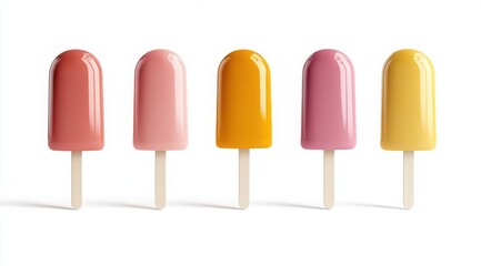 Colorful popsicle vector set isolated on white background, realistic summer ice cream illustration