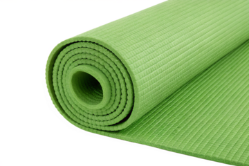 Lime exercise mat rolled fitness yoga gym isolated on transparent background