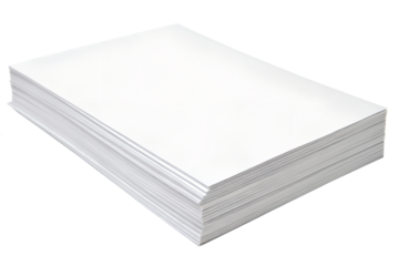 Stack of printer paper for office use isolated on transparent background
